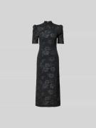 ROTATE Midikleid mit Puffärmeln in Black, Größe 38