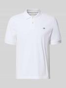 Gant Slim Fit Poloshirt mit Logo-Stitching in Weiss, Größe 4XL