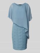 Swing Cocktailkleid mit asymmetrischem Cape in Rauchblau, Größe 34