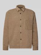 REVIEW Regular Fit Freizeithemd mit Strukturmuster in Beige, Größe L