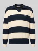 REVIEW Regular Fit Strick-Poloshirt mit Block-Streifen in Marine, Größ...