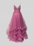 Mascara Abendkleid mit Ziersteinbesatz in Rosa, Größe 32
