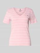 Tommy Hilfiger Slim Fit T-Shirt aus reiner Baumwolle in Rosa, Größe L