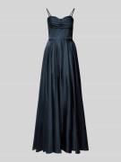 Mascara Abendkleid mit Wasserfall-Ausschnitt in Dunkelblau, Größe 32