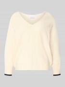 comma Strickpullover aus Viskose-Mix mit V-Ausschnitt in Offwhite, Grö...