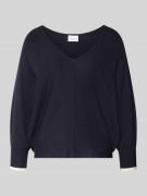 comma Strickpullover aus Viskose-Mix mit V-Ausschnitt in Marine, Größe...