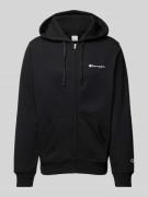 CHAMPION Sweatjacke mit Label-Stitching in Black, Größe XXL