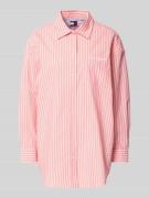 Tommy Jeans Oversized Hemdbluse aus Baumwoll-Mix in Rot, Größe L