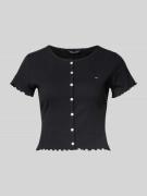 Tommy Jeans Slim Fit T-Shirt aus Baumwoll-Mix in Black, Größe L