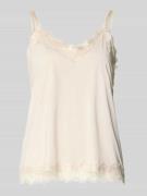 FREE/QUENT Top mit Spitzenbesatz Modell 'BICCO' in Beige, Größe L