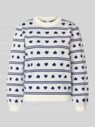 ICHI Relaxed Fit Pullover mit Allover-Motiv-Stitching Modell 'Brielle'...