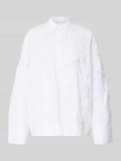 Jake*s Collection Relaxed Fit Hemdbluse floralem Allover-Besatz in Wei...