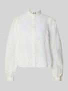 Mango Regular Fit Hemdbluse mit floralem Besatz Modell 'Rufla' in Weis...