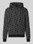 Guess Hoodie im Allover-Look mit Känguru-Tasche in Black, Größe L