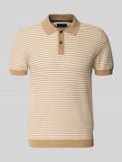 Christian Berg Men Strickshirt mit Polokragen und Knopfleiste in Sand,...