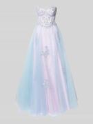 Unique Abenkleid aus Tüll mit Stitchings in Hellblau, Größe 38