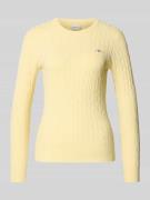 Gant Strickpullover mit Zopfmuster und Label-Stitching in GELB, Größe ...