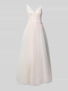 Mascara Brautkleid mit floralem Spitzenbesatz in Offwhite, Größe 32