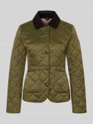 Barbour Shaped Fit Steppjacke mit Cord-Kragen Modell 'DEVERON' in Oliv...