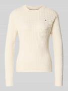 Tommy Hilfiger Slim Fit Pullover aus reiner Baumwolle in Ecru, Größe L