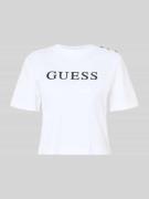 Guess Cropped T-Shirt mit Logo Modell 'MARINA' in Weiss, Größe L