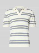 JAKE*S STUDIO MEN Slim Fit Poloshirt in Strick-Optik in Rauchblau, Grö...