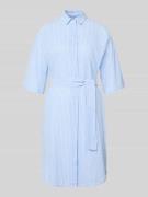 0039 Italy Knielanges Hemdblusenkleid mit Bindegürtel Modell 'DERBY' i...