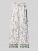 Christian Berg Woman Wide Leg Leinenhose mit Lavendelprint in Offwhite...