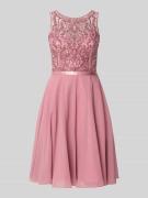 Luxuar Cocktailkleid mit Strasssteinbesatz in Mauve, Größe 32
