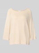 comma Strickpullover mit Rundhalsausschnitt in Sand, Größe L