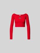 Diesel Cropped Longsleeve mit Label-Detail in Rot, Größe S