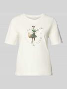 Marc Cain Regular Fit T-Shirt mit Ziersteinbesatz in Offwhite, Größe 3...