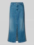 Marc Cain Regular Fit Midirock in Denim-Optik mit Gehschlitz in Hellbl...