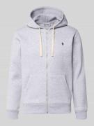 REVIEW Slim Fit Sweatjacke mit Label-Stitching in Hellgrau Melange, Gr...