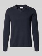 Lindbergh Relaxed Fit Strickpullover in Ripp-Optik in Dunkelblau, Größ...