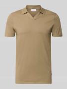 Lindbergh Slim Fit Poloshirt mit V-Ausschnitt in Beige, Größe L