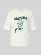 Marc Cain Slim Fit T-Shirt mit Motiv-Print in Offwhite, Größe 34