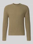 JAKE*S STUDIO MEN Slim Fit Pullover in Strick-Optik in Oliv, Größe L