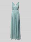 TROYDEN COLLECTION Schimmerndes Abendkleid mit V-Ausschnitt in Mint, G...
