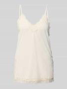 Gina Tricot Blusentop mit Spitzebesatz und Spaghettiträgern in Offwhit...