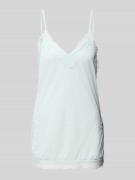 Gina Tricot Regular Fit Top mit Spitzenbesatz in Hellblau, Größe L