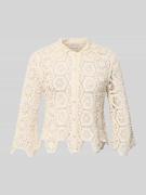Apricot Slim Fit Bluse aus Häkelspitze in Stein, Größe L