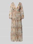 LACE & BEADS Abendkleid aus Tüll mit V-Ausschnitt und Taillenband in A...