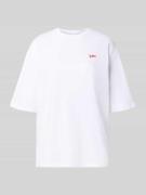 comma Relaxed Fit T-Shirt mit Motiv-Stitching in Offwhite, Größe 34