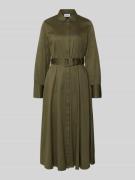 comma Midikleid mit Umlegekragen in Khaki, Größe 40