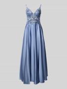 Laona Abendkleid mit floralem Pailettenbesatz in Hellblau, Größe 32