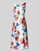 Vera Mont Knielanges Cocktailkleid im Allover-Look in Blau, Größe 36