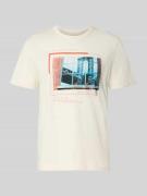 Tom Tailor Regular Fit T-Shirt aus reiner Baumwolle in Offwhite Melang...