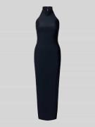 Laona Slim Fit Maxikleid mit Stehkragen in Dunkelblau, Größe 32