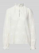 Oui Regular Fit Bluse mit Schlüsselloch-Ausschnitt in Weiss, Größe 34